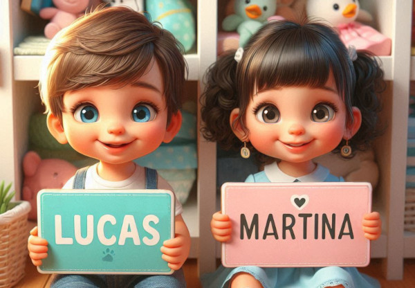 Ilustración de bebés con nombres